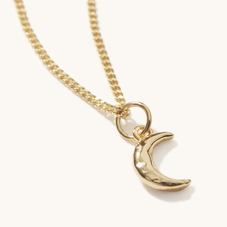 Tiny Moon Necklace Gold